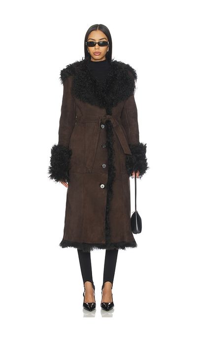 Susanna Chow Susanna Chow Daphne Shearling Suede Coat
