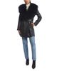 Susanna Chow Susanna Chow Leather Shearling Trim Belted Jacket - 3