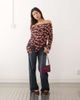 Susmies Susmie's bruma off the shoulder asymmetric hem long sleeve top in multi floral - 2