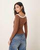 Susmies Susmie's ella contrast asymmetric top in brown and pink - 4