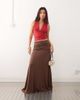 Susmies Susmie's mila fold over waist slinky cupro midaxi skirt in brown - 1