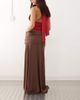 Susmies Susmie's mila fold over waist slinky cupro midaxi skirt in brown - 3