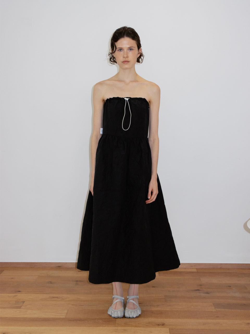 SUSUMU RECYCLED STRAPLESS DRESS [BLACK]