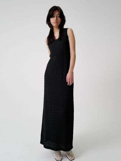 SUSUMU WAVE LONG DRESS black
