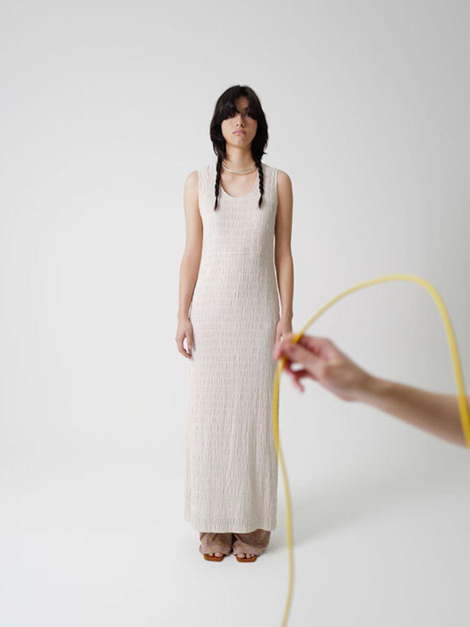 SUSUMU WAVE LONG DRESS ecru