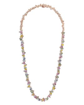 Suzanne Kalan Suzanne Kalan 18K Rose Gold Bold Rainbow Sapphire & Diamond Tennis Necklace, 17