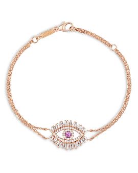 Suzanne Kalan Suzanne Kalan 18K Rose Gold Evil Eye Pink Sapphire & Diamond Chain Bracelet