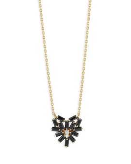 Suzanne Kalan Suzanne Kalan 18K Yellow Gold Fireworks Black Sapphire Small Heart Pendant Necklace, 16-18