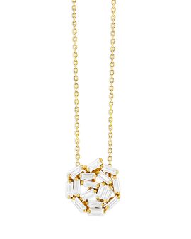 Suzanne Kalan Suzanne Kalan 18K Yellow Gold Fireworks Diamond Baguette Scatter Cluster Pendant Necklace, 16-18
