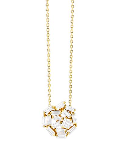 Suzanne Kalan Suzanne Kalan 18K Yellow Gold Fireworks Diamond Baguette Scatter Cluster Pendant Necklace, 16-18