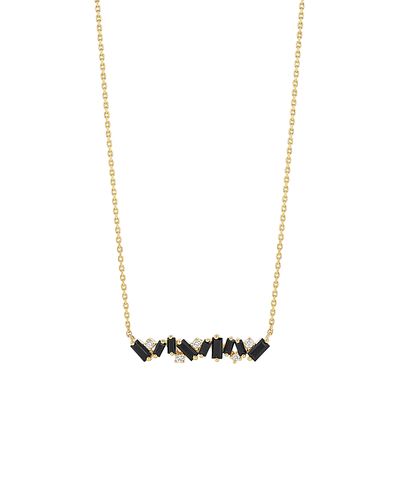 Suzanne Kalan Suzanne Kalan 18K Yellow Gold Frenzy Black Sapphire & Diamond Bar Necklace, 16-18