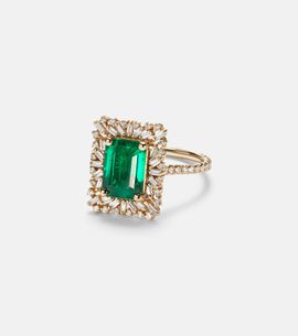 Suzanne Kalan Suzanne Kalan 18kt gold (750/1000) ring with emerald and diamonds