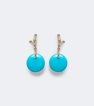 Suzanne Kalan Suzanne Kalan 18kt gold drop earrings with diamonds and turquoise
