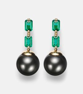 Suzanne Kalan Suzanne Kalan 18kt gold drop earrings with pearls and emeralds