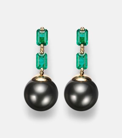 Suzanne Kalan Suzanne Kalan 18kt gold drop earrings with pearls and emeralds