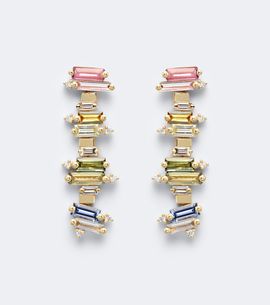 Suzanne Kalan Suzanne Kalan 18kt gold drop earrings with sapphires and diamonds