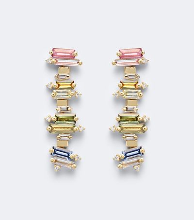 Suzanne Kalan Suzanne Kalan 18kt gold drop earrings with sapphires and diamonds