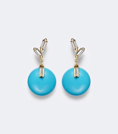 Suzanne Kalan Suzanne Kalan 18kt gold drop earrings with turquoise and diamonds