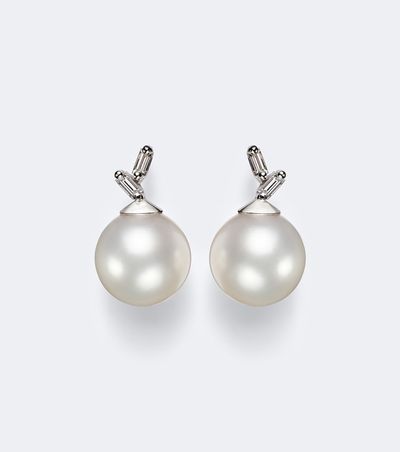 Suzanne Kalan Suzanne Kalan 18kt white gold drop earrings with pearls and diamonds