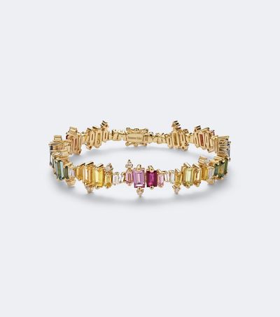 Suzanne Kalan Suzanne Kalan Bold Burst 18kt gold bracelet with sapphires and diamonds