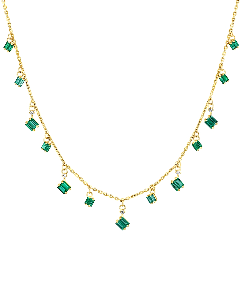 Suzanne Kalan Bold Emerald Cascade Necklace in 18K Yellow Gold, 18
