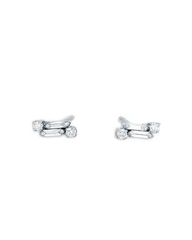 Suzanne Kalan Suzanne Kalan Classic Mixed Diamond Stud Earrings in 18K White Gold, 0.09 tcw