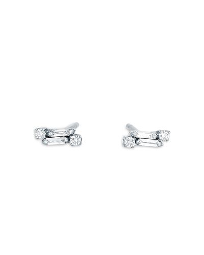 Suzanne Kalan Suzanne Kalan Classic Mixed Diamond Stud Earrings in 18K White Gold, 0.09 tcw