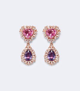 Suzanne Kalan Suzanne Kalan Doublet 18kt rose gold drop earrings with sapphires and diamonds