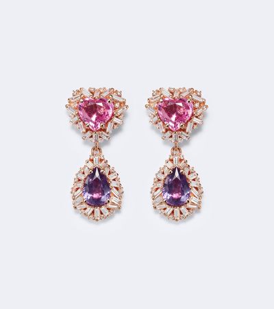 Suzanne Kalan Suzanne Kalan Doublet 18kt rose gold drop earrings with sapphires and diamonds