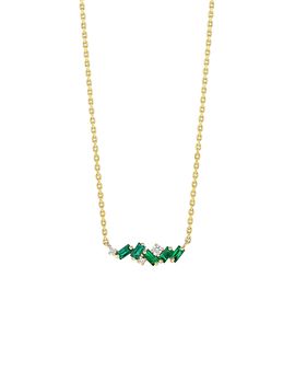 Suzanne Kalan Suzanne Kalan Emerald & Diamond Bar Necklace in 18K Yellow Gold