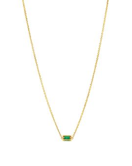 Suzanne Kalan Suzanne Kalan Emerald Baguette Block Chain Charm Pendant Necklace in 18K Yellow Gold, 18