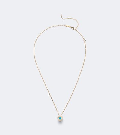 Suzanne Kalan Suzanne Kalan Evil Eye 18kt gold pendant necklace with diamonds and turquoise