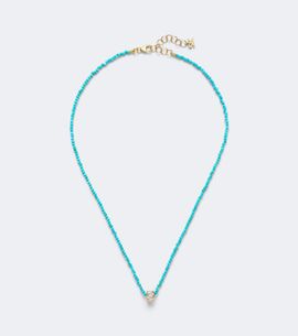 Suzanne Kalan Suzanne Kalan Infinite 18kt gold beaded necklace with turquoise and diamonds
