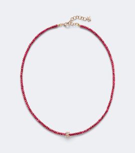 Suzanne Kalan Suzanne Kalan Infinite 18kt rose gold beaded necklace with rubies and diamonds