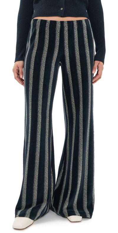 Suzie Kondi Suzie Kondi Lito Velour Pants Midnight/Ivory Stripe