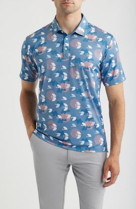Swannies Swannies Windward Bird Print Performance Golf Polo