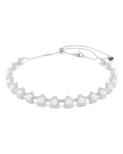 Swarovski Ariana Grande X Swarovski Crystal And Imitation Pearl Flower Choker Necklace