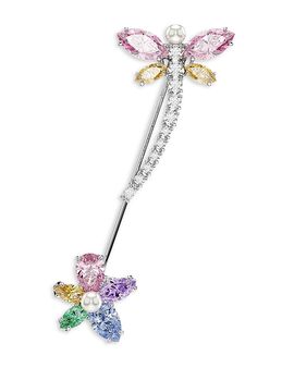 Swarovski Swarovski Ariana Grande x Swarovski Crystal, Cubic Zirconia & Imitation Pearl Dragonfly & Flower Brooch