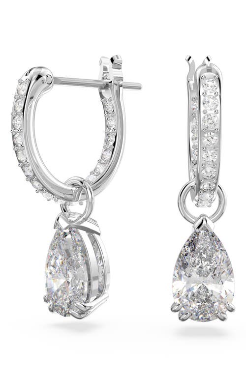 Swarovski Swarovski Millenia Pear Crystal Drop Huggie Hoop Earrings