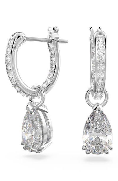 Swarovski Swarovski Millenia Pear Crystal Drop Huggie Hoop Earrings