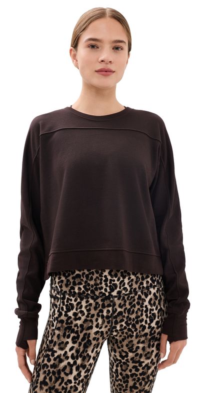 Sweaty Betty Sweaty Betty After Class Crop Sweatshirt Espresso Brown