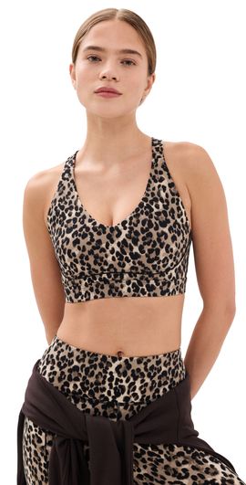 Sweaty Betty Sweaty Betty Power Pulse Piping Bra Brown Ink Leopard Print