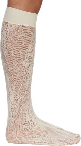 Swedish Stockings Swedish Stockings Off-White Rose Knee-High Stockings