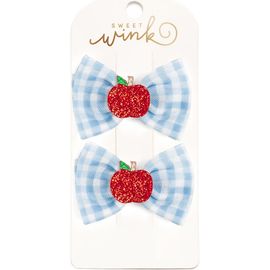Sweet Wink Sweet Wink Apple Gingham Tulle Bow Clip Set