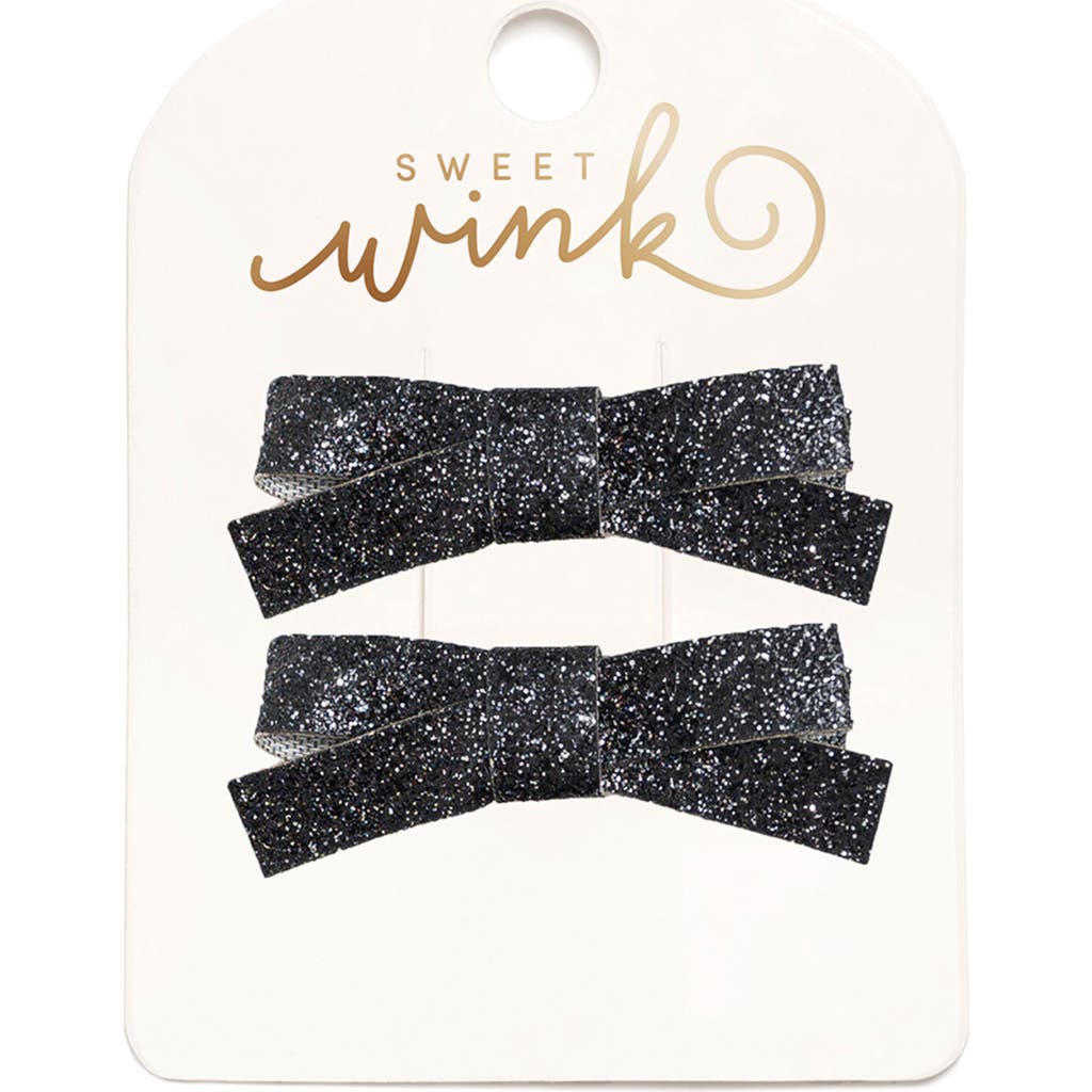 Sweet Wink Sweet Wink Black Glitter Bow Clip Set 