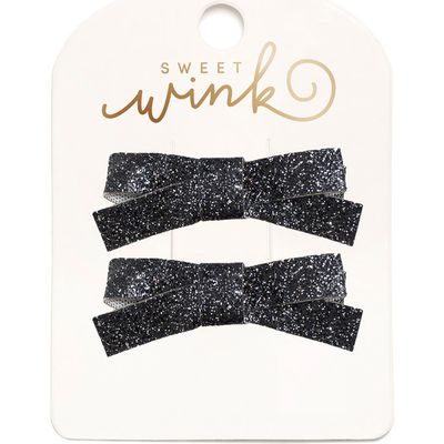 Sweet Wink Sweet Wink Black Glitter Bow Clip Set 