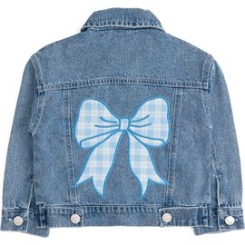 Sweet Wink Sweet Wink Blue Plaid Bow Patch Denim Jacket 