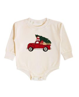 Sweet Wink Sweet Wink Boys' Christmas Truck Patch Long Sleeve Romper