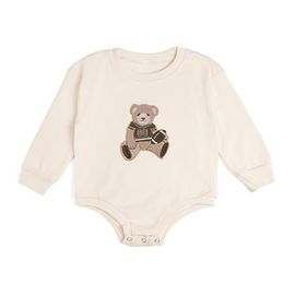 Sweet Wink Sweet Wink Boys' Teddy Bear Patch Long Sleeve Romper