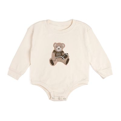 Sweet Wink Sweet Wink Boys' Teddy Bear Patch Long Sleeve Romper
